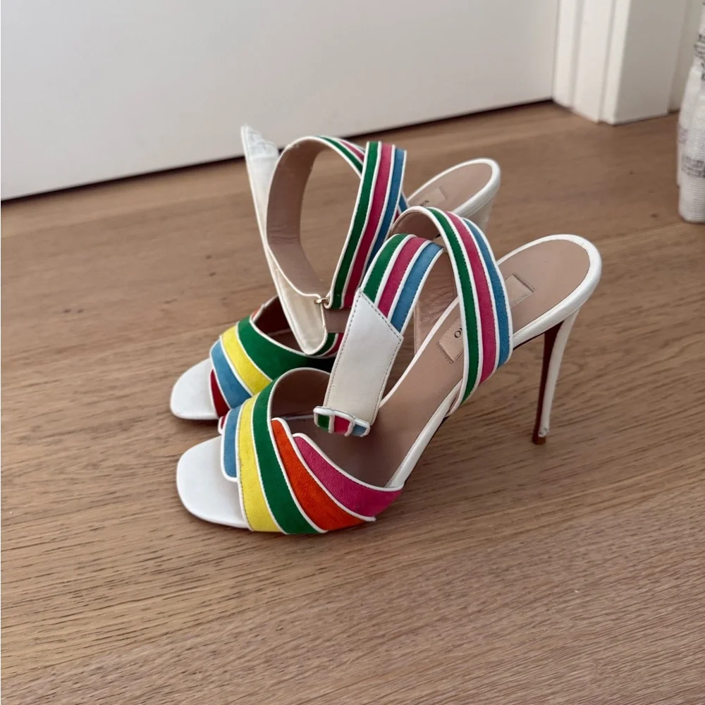 Valentino Garavani Rainbow Suede Strap Heels Size 39